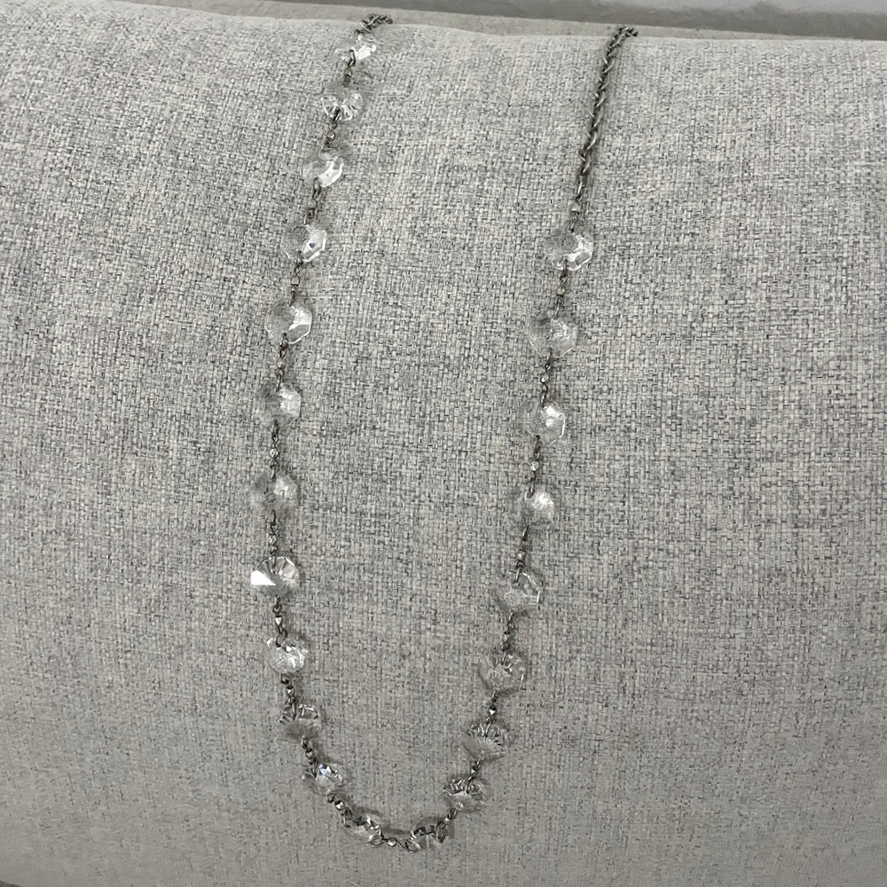 Silver necklace with clear gems